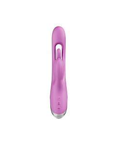 Good Vibes Only - Rabbit Vibrator With Moving Finger Purple &mdash; clear front view of the device