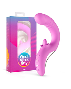 Good Vibes Only - Thrusting Vibrator with Tongue Pink &mdash; pink device beside its packaging