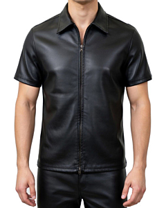 Leaher-look T-Shirt with Zip 21224S-BK 