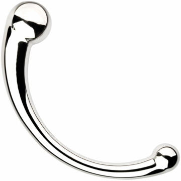 Dildo Metalic Curved Double Ended Silver 19 Cm 
