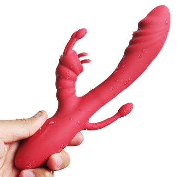 Rabbit Vibrator Triple Pleasure with 12 Vibration Modes - Red - G Spot