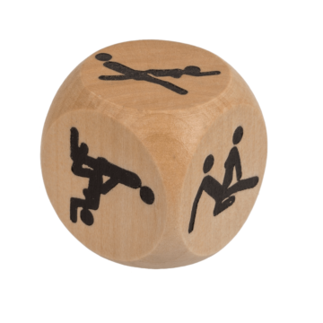 Wooden cube, Kama Sutra, approx. 3 x 3 cm,
