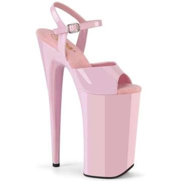 Pleaser sexy high heels platform ankle boot baby pink patent