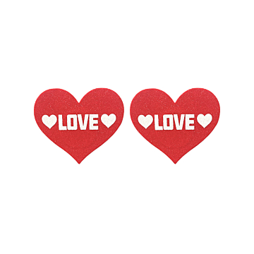 Red Glitter Heart-shaped Nipple Cover
