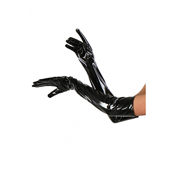 Long Black Vinyl gloves-SM