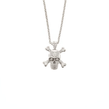 Silver Skull Necklace with Stones