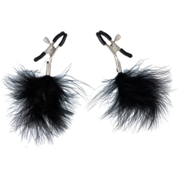 Virgite Nipple Clamps With Feathers Black