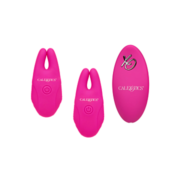 Κλιπ Θηλών με Δόνηση - CalExotics Silicone Remote Nipple Clamps Pink