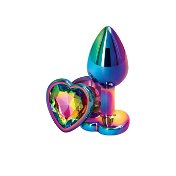Blue Butt Plug NS Novelties Multicolor Heart - Small
