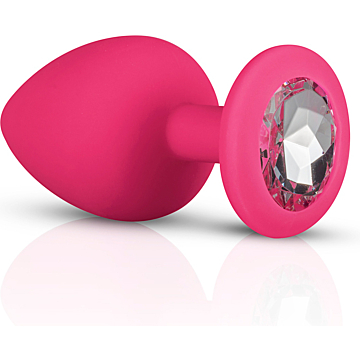 Small Silicone Butt Plug  With Clear Diamond 1pcs