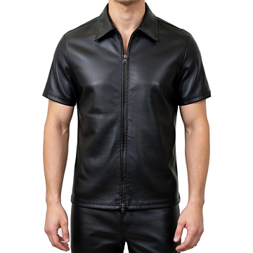 Leaher-look T-Shirt with Zip 21224S-BK 