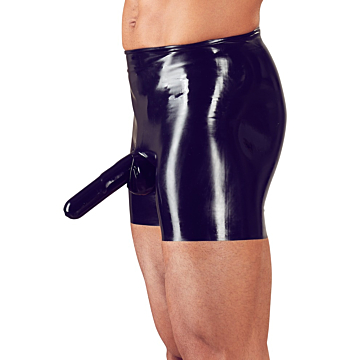 Long latex boxer shorts with penis and anal sheaths