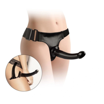 Διπλό Strap-on με Arnés 17.8cm - Black Magic Double Harness Black