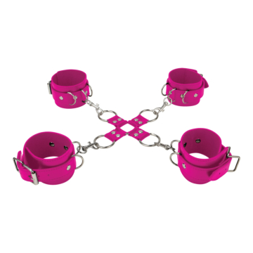 Leather Hand And Legcuffs - Pink