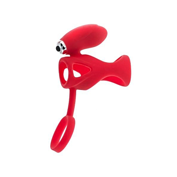 Black & Red Vibrating Cage Penis Ring (Red) - ToyFa - Silicone