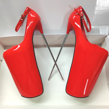 Women's High Heels 30 cm Extreme High Heels Platform Boots Stiletto Red-38