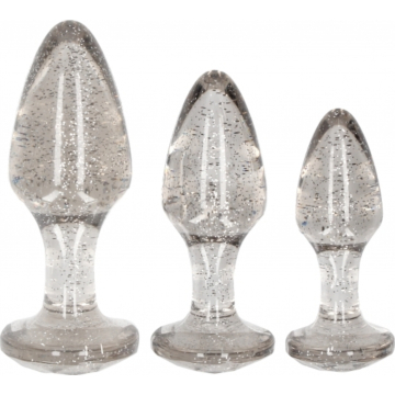 Acrylic Goldchip Butt Plug Set - Silver