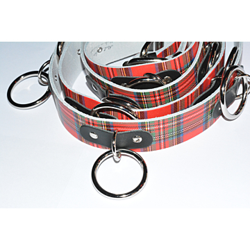 38MM RINGS W/LEATHER PIECES ON LEATHER BELT SID BELT - Red