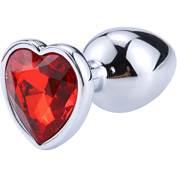 Butt plug with diamond  heart red Small
