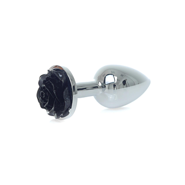 Butt Plug with Black Rose Jewel