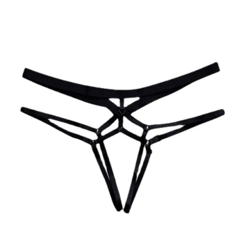 Sexy Low Waist Open Thong Black -XL