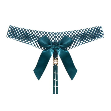 Women Sexy Open Bow Thong Green