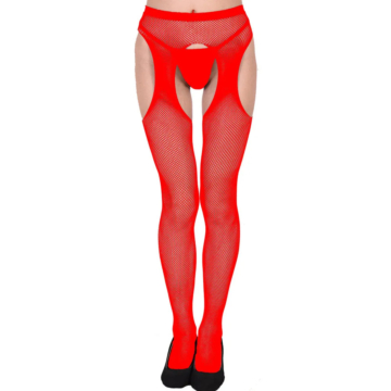 Hollow Net Tights Red