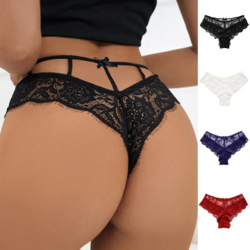 Lace G-String Panties Black-S