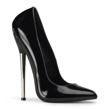 Devious high heels pump black patent solid brass heel-EU 39