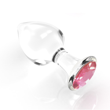 Diamond Glass Butt Plug Pink M
