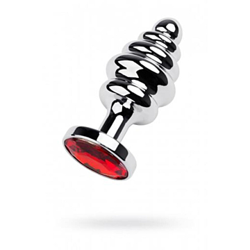 Toyfa Silver anal plug with red gem