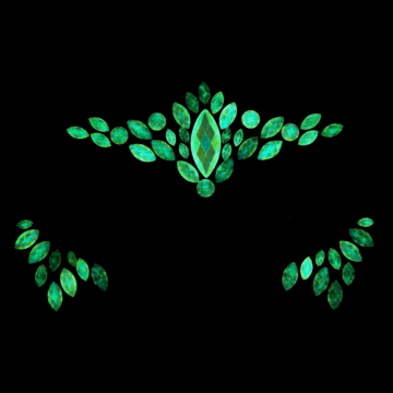 Glowing Green Crystal Face Jewels - Style B