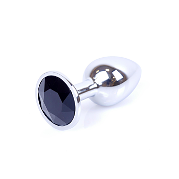 Jewellery Silver Butt Plug 7 cm - Black - Classic Anal Plug - Aluminium