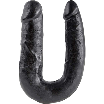 King Cock U-Shaped Medium Double Trouble Cock 17 cm (Black) - Pipedream