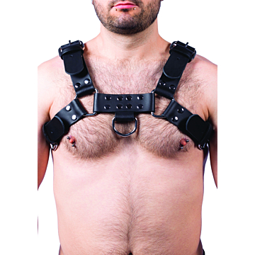 Δερμάτινο Harness με Αγκράφες - Leather Harness Buckle Black