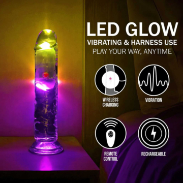 Δονητής Dildo 18cm - LED Vibrating Straight Cock Transparent