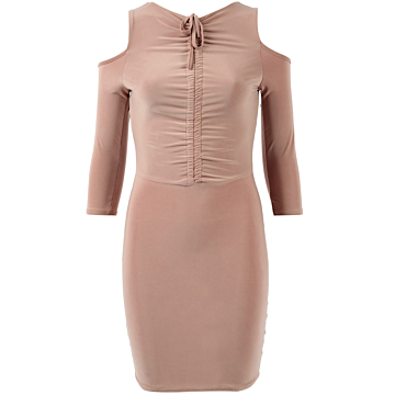 Σέξι Φόρεμα με Σούρες - Kinksters Ruched Skliny Dress Beige