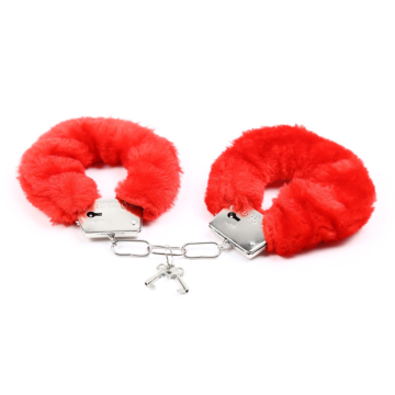 Metal Furry Handcuffs Red