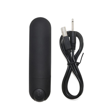 Small Rechargeable Bullet Vibrator with 10 Vibration Modes - Black
