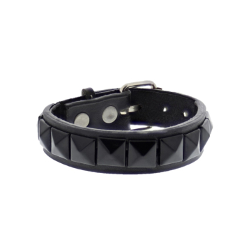 Pyramid Studded Black Bracelet with Buckle.