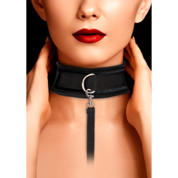 Ouch Velvet & Velcro Adjustable Collar with Leash