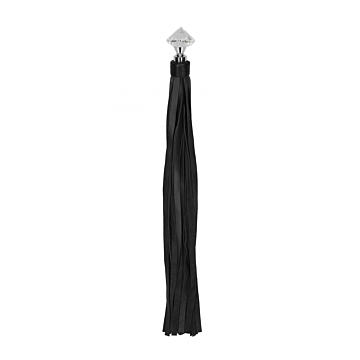 Sparkling Pointed Handle Leather Flogger - Black