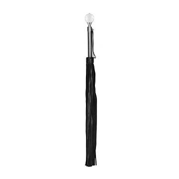 Δερμάτινο Flogger - Ouch Sparkling Round Metal Handle Black