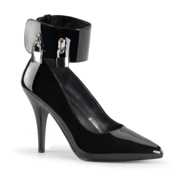 Pleaser women's high heels pumps black patent with 4 locks-46