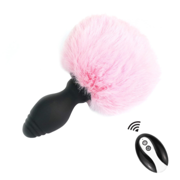 Rabbit Tail Vibe Butt Plug – Remote Control Pink Edition