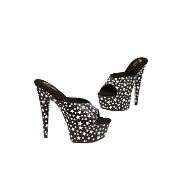 Open Noir platform, with Stars with 14cm heel-EU 41