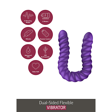 Δονητής Διπλής Όψης 35cm - She.E.O Dual-Sided Flexible Vibrator Purple