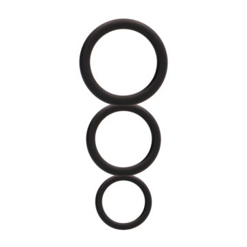 Round Cock Ring Set - Black