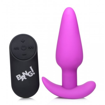 XR Brands 21X Vibrating Silicone Butt Plug with Remote Control - Purple