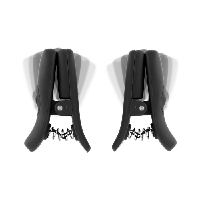 Bedroom Fantasy - Wireless Vibrating Nipple Clamps — two black clamps, front view